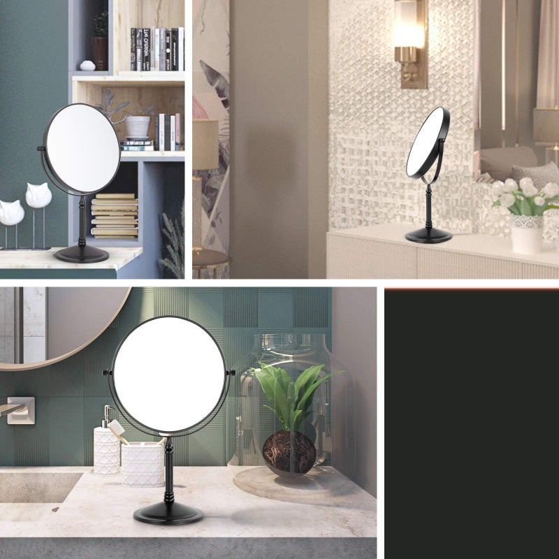Nicesail Tabletop Magnifying Makeup Mirror with 10X Magnification, Double-Side Magnified Mirror, 360 Swivel Cosmetic Mirror for Table Desk Bathroom Vanity, No Light Oil Rubbed Bronze (8 Inch, 10X) - Image 2